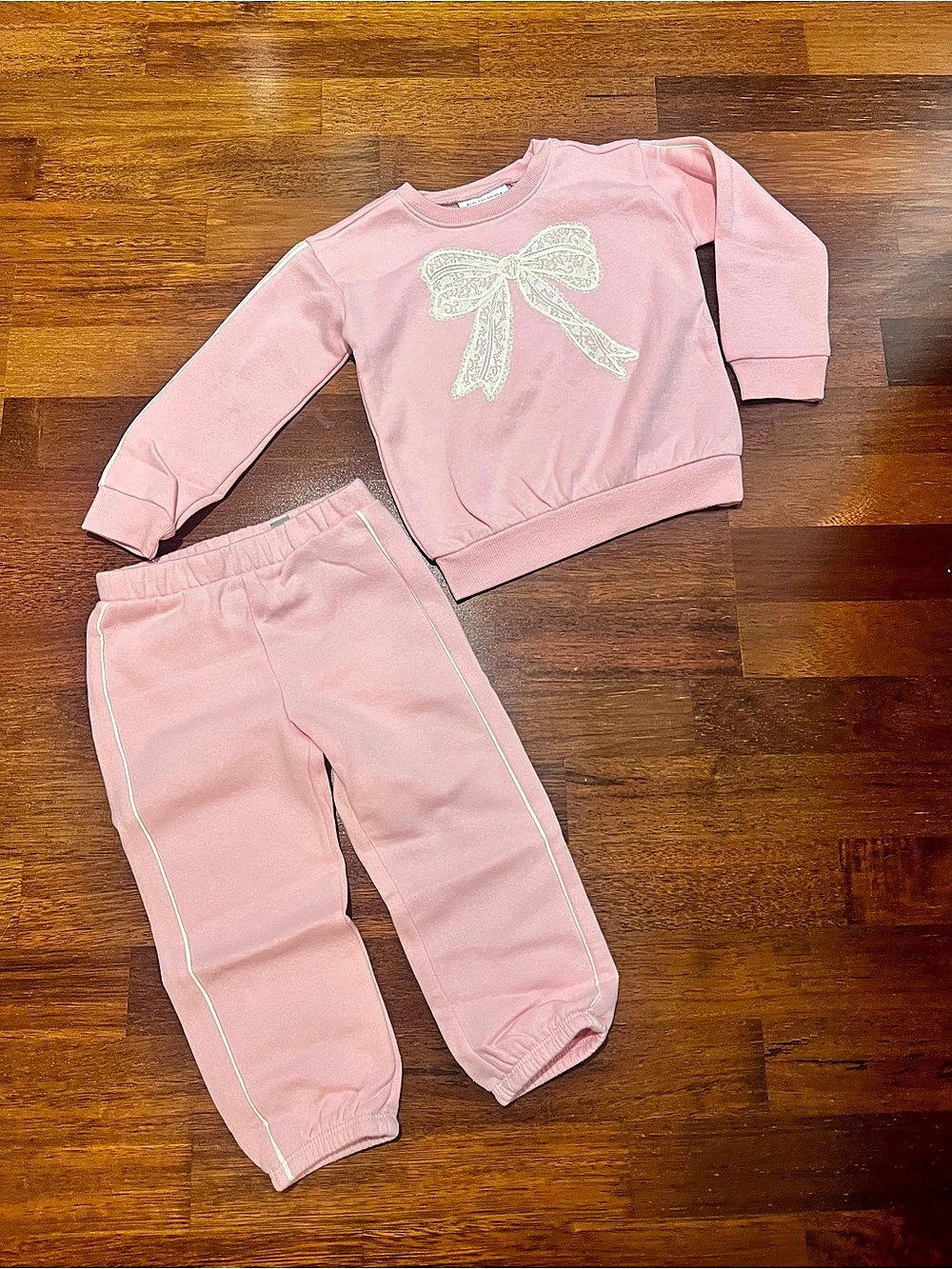 The Children's Place Toddler Girls Bow Fleece 2-Piece Outfit Set Pink 2T